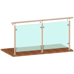 Drevený stĺp, vrchné kotvenie, výplň: sklo, pravý