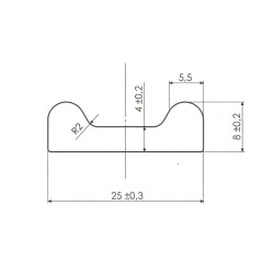 Pásovina plochá B, 25x8mm, S235, cena za 1ks(2m)