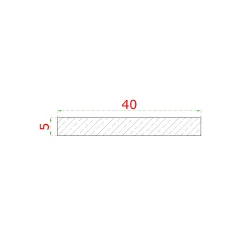 Nerezová tyč plochá 40x5mm brúsená nerez K320 /AISI304, cena za 1m
