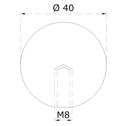 Guľa plná so závitom M8 / ø 40 mm, brúsená nerez AISI 304