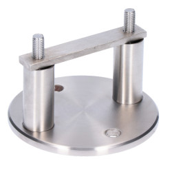 Úchyt na bočné kotvenie stĺpu na jakel, (kotviaca platňa ø 100 /6mm), brúsená nerez K320 /AISI304