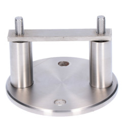 Úchyt na bočné kotvenie stĺpu na jakel, (kotviaca platňa ø 100 /6mm), brúsená nerez K320 /AISI304