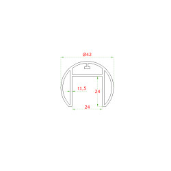 Madlo ø42.4mm, L-2500mm, pre sklo 8-17.5mm, bez úpravy