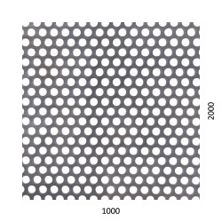 Dierovaný plech kruhový presadený Fe, otvor: ø 6.0mm, rozteč: 9.0mm, (1000x2000x1.5mm)