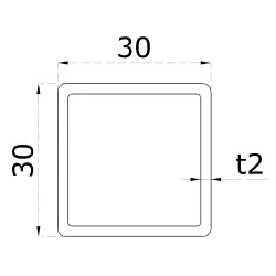 Profil uzatvorený 30x30x2.0mm, brúsená nerez K320 /AISI304, cena za 1m