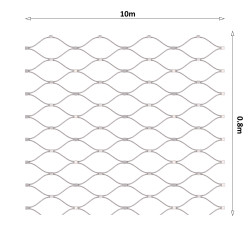 Lanková sieť, 0,8 x 10 m, oko 60 x 104 mm, o 3 mm, AISI 316