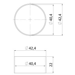 Spojka na trubku ø 42,4 mm, brúsená nerez AISI 304