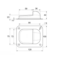 Doraz koncový KVN gate systems pre krídlovú bránu 120x100x44mm, uchytenie na skrutky