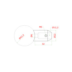 Držiak tyče ø 12 mm koncový na trubku ø 42,4 mm, AISI 304