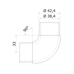 Spojka 90° na trubku ø 42,4 mm, brúsená nerez AISI 316