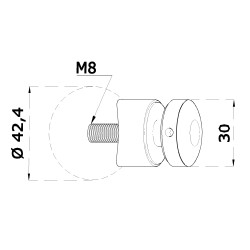 Svorka bodová, na ø 42,4 mm, sklo 6 - 12 mm, AISI 304