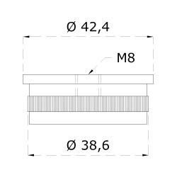 Spodok držiaka madla na trubku ø 42,4 mm, brúsená AISI 304