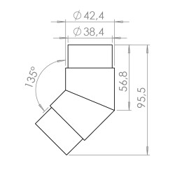 Spojka rohová 45° na trubku ø 42,4 mm, leštená AISI 304