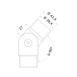 Spojka nastaviteľná na trubku ø 42,4 mm, leštená AISI 304
