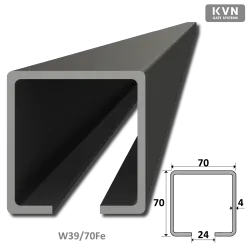 C profil 70x70x4mm čierný Fe pre samonosný systém posuvnej brány