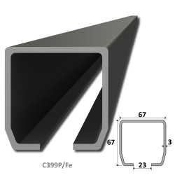 C profil PICOLLO (67x67x3mm) Combi Arialdo čierny, pre samonosný systém