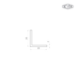 L profil 20x20x2mm, L-6000mm, hliník bez povrchovej úpravy