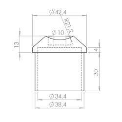 Držiak na trubku o 42,4 mm, pre madlo ø 42,4 mm, AISI 304