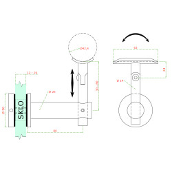Držiak madla ø 42,4 mm s kĺbom, brúsená nerez AISI 304