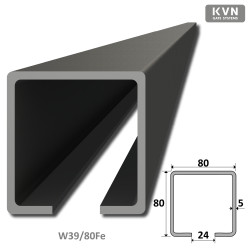C profil 80x80x5mm čierny Fe pre samonosný systém posuvnej brány