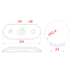 Nadpájacia platňa na trubku ø 42,4 mm, leštená AISI 304