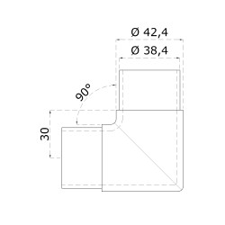 Spojka 90° na trubku ø 42,4 mm, brúsená nerez AISI 316