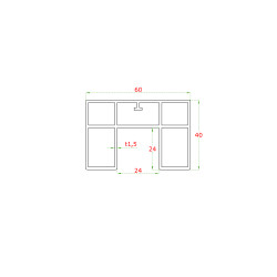 Madlo 60x40mm, L-2500mm pre sklo 8-17.5mm, brúsený povrch