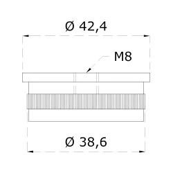 Spodok držiaka madla na trubku ø 42,4 mm, leštená AISI 304