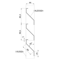 Poškodený Z-profil-lamela L-4000mm, 23x60x25x1,5mm s vystuženou hranou 10mm, zinkovaný plech, cena za kus