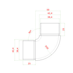 Spojka oblúková na trubku ø 42,4 mm, brúsená nerez AISI 304