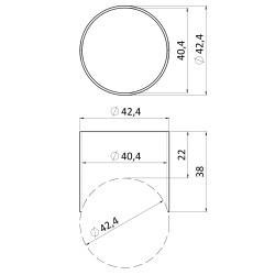Spojka na trubku ø 42,4 mm, brúsená nerez AISI 304