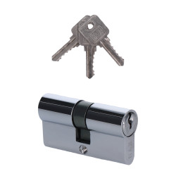 Cylindrická vložka EURO 30/30mm, niklová, 3 kľúče, skrutka M5x65mm