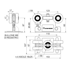 Vozík SMILE do profilu (67x67/ 68x68mm) pre samonosné brány do 200kg/ otvor: 4m, bežná prevádzka