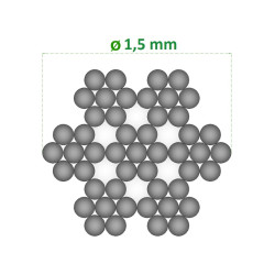 Nerezové lanko o 1,5 mm (7x7 dr.) AISI 316