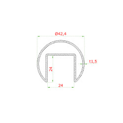Madlo ø 42,4 x 5000 mm, sklo 8 - 17,5 mm, brúsená AISI 304