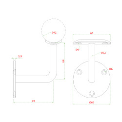 DOPREDAJ! Držiak madla ø 42,4 mm na stenu, brúsená AISI 316
