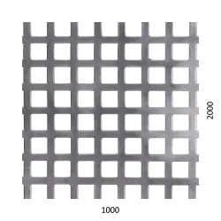 Dierovaný plech štvorcový radový Fe , otvor: 10x10mm, rozteč: 15mm, (1000x2000x1,5mm)