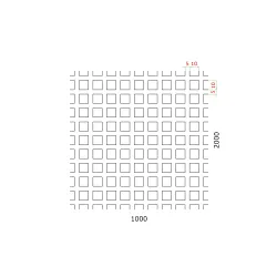 Dierovaný plech štvorcový radový Fe , otvor: 10x10mm, rozteč: 15mm, (1000x2000x1,5mm)