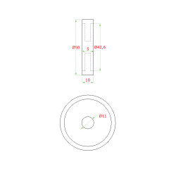Prechod - prstenec, na drevené madlo ø 42,4 mm, AISI 304