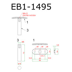 Držiak madla na trubku ø 42,4 mm, brúsená AISI 304