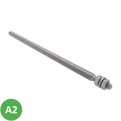 Nerezový závitový kolík, M14/M10, vrátane matíc a podložiek