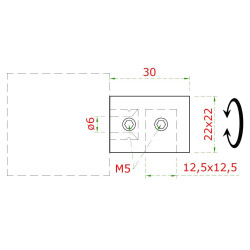Držiak profilu 12 x 12 mm (P), plochý, brúsená AISI 304