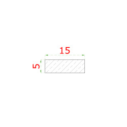 Nerezová tyč plochá 15x5mm, cena za 1ks(5m) brúsená nerez K320 /AISI304