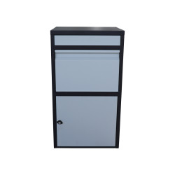 Box na balíky s prepadovou lištou, farba: čierno/biela