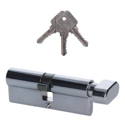 Cylindrická vložka EURO 40/40mm s guľkou, niklová, 3 kľúče, skrutka M5x65mm,