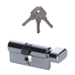 Cylindrická vložka EURO 30/30mm s guľkou, niklová, 3 kľúče, skrutka M5x65mm,