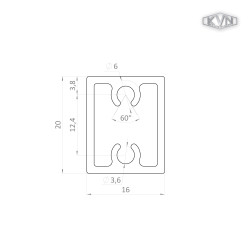 Eloxovaný profil na výplň 20x16mm, materiál 6063, T6, hliník s eloxovanou vrstvou 15 mikrónov, farba strieborná, cena za meter