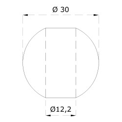 Guľa priechodná ø 30 mm na trubku ø 12 mm, brúsená AISI 304
