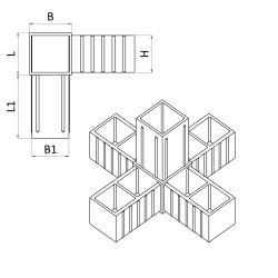Plastová spojka - 5-nohý kus do profilu 30x30x2mm