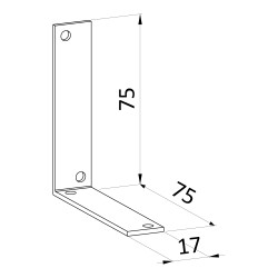 Uholník 75x75x17mm, 2,0mm, galvanicky pozinkovaný, otvory priemer 4,5mm - v počte 4ks